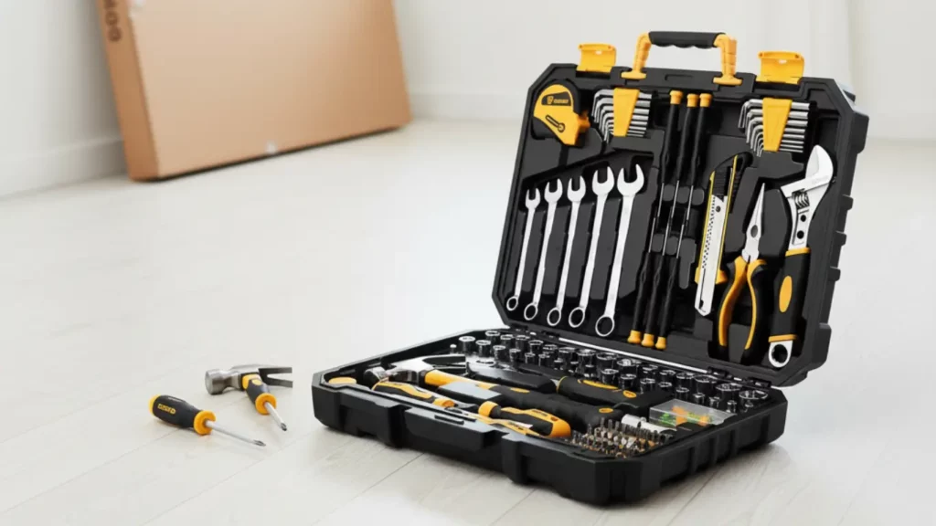The DEKOPRO 158-piece home tool kit, a practical housewarming gift for men for assembling furniture in a new home.