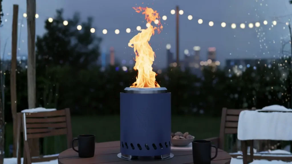 The YEFU tabletop fire pit creating ambiance, a unique housewarming gift for men on Amazon.